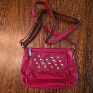 Y2K Faux Leather Studded Punk Moto Red Sienna Ricchi Vintage Crossbody Purse